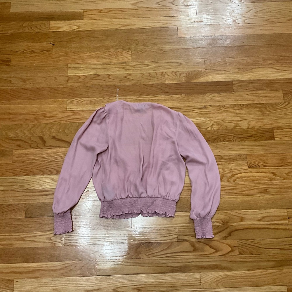Pink Deep V-Neck Blouse